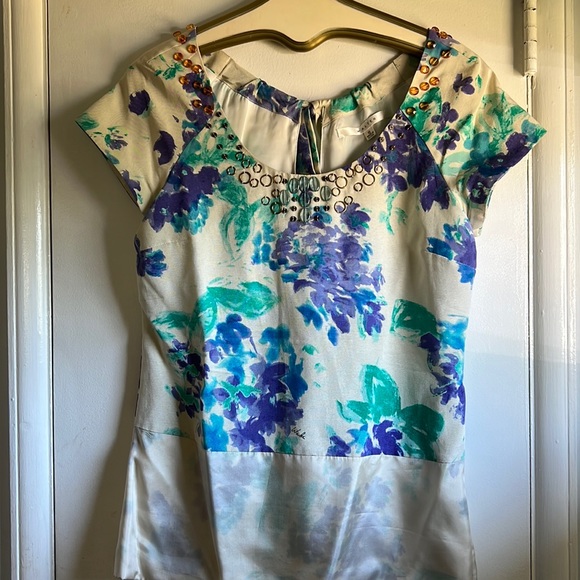 Walter Tops - ROMANTIC WALTER FLORAL SILK TOP WITH BEADING
